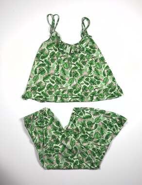 Betsey Johnson Copacabana Slinky Tropical Palm Print 2-Piece Culotte Pajama Set